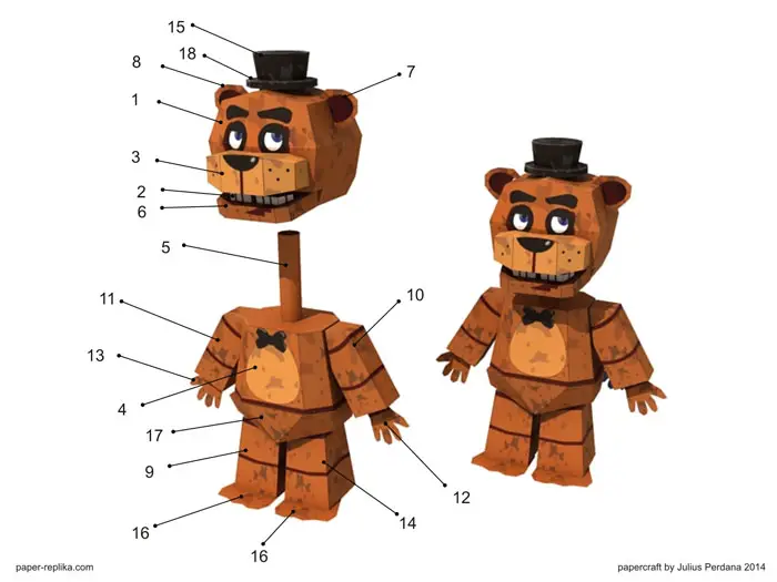 Five nights at Freddy's Toys  Free Printable Papercraft Templates