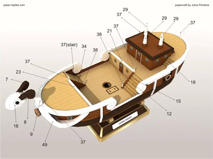 PAPERMAU: The Ephemeral Museum - One Piece`s Going Merry Ship Paper Model  by Paper-Replika - Assembled by Terrinecold