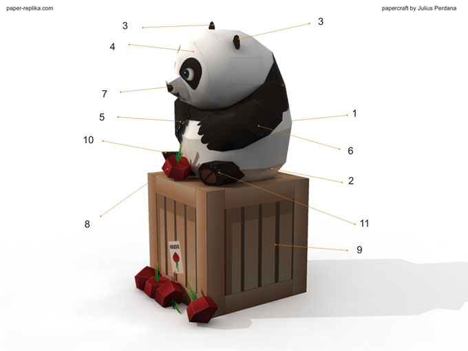 Baby Po And Radish Crate - Kung Fu Panda 2 Papercraft