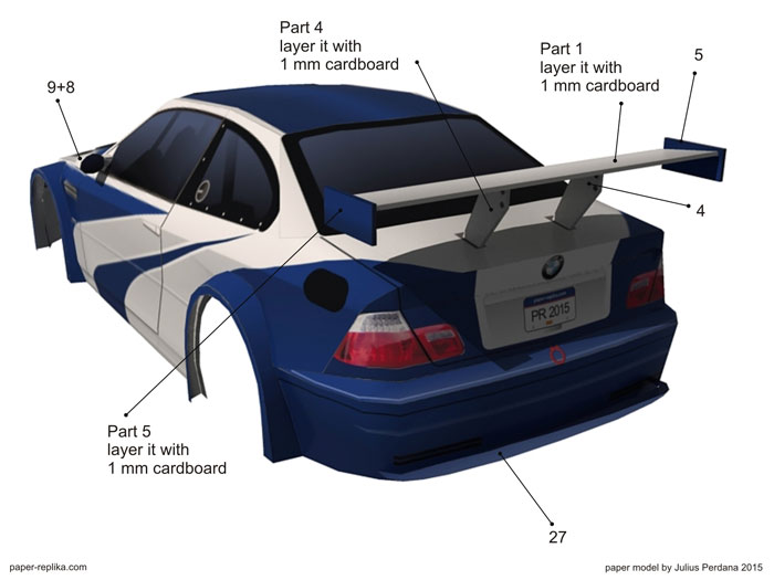  Modelo de papel del coche BMW M3 GTR