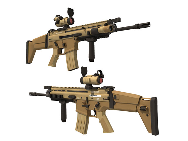 FN SCAR assault rifle paper craft model kit 